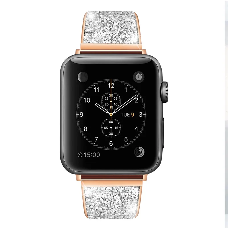 Стразы алмазный браслет из нержавеющей стали для apple watch band 44 мм 40 металлический