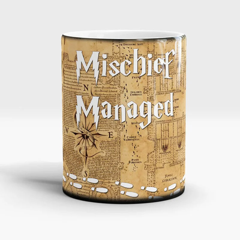 

Footprint Marauders Map Magic Hot Cold Heat Temperature Sensitive Color-Changing Coffee Tea Mugs Cup