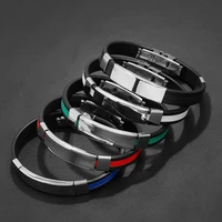 popular in europe charm bracelets design pretty mens chain jewelry fashion geometric bracelet titanium steel silicone bracelet