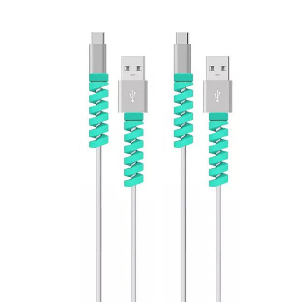 4 шт. Универсальный простой в использовании USB провод протектор для кабеля передачи данных сплошной мягкий анти-ломается крышка зарядная линия спиральная намотка мобильного телефона