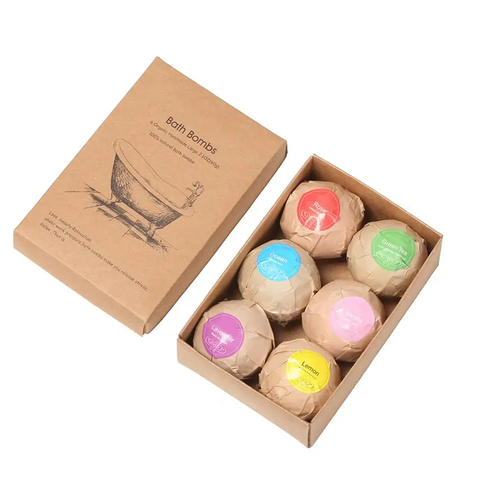 

6pcs Bath Bomb Skin Whitening Bath Salt Body Moisturizing Bath Bombs Ball Natural Bubble Bath Salt Ball Gift Set Spa