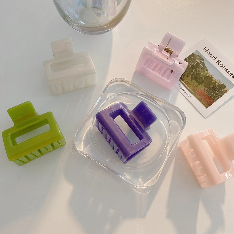 

Women Hair Claws Crab Solid Color Hair Clips Rectangle Resin plastic Geometric Hairpins Girl decoration gift Hair Accessories