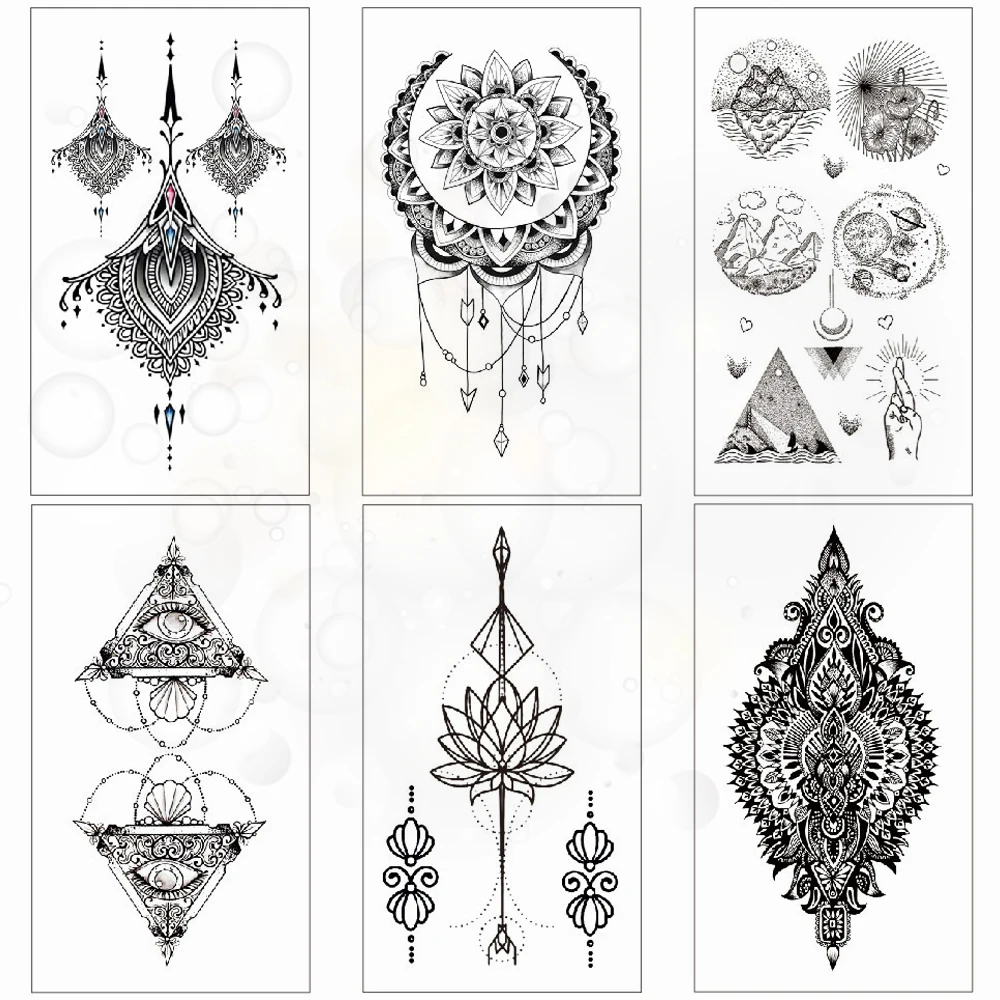 

25 designs Small temporary tattoo stickers Maple leaves Waterproof tattoos Flower rose tai chi body fake tattoo for Hand neck