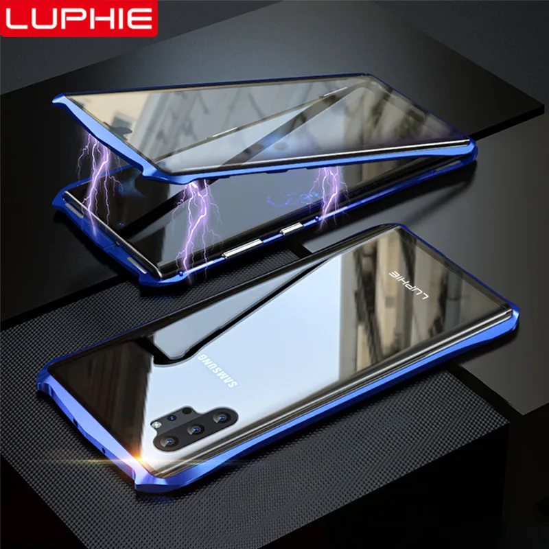 LUPHIE Магнитный адсорбционный чехол для samsung Galaxy Note 10 Plus металлический бампер