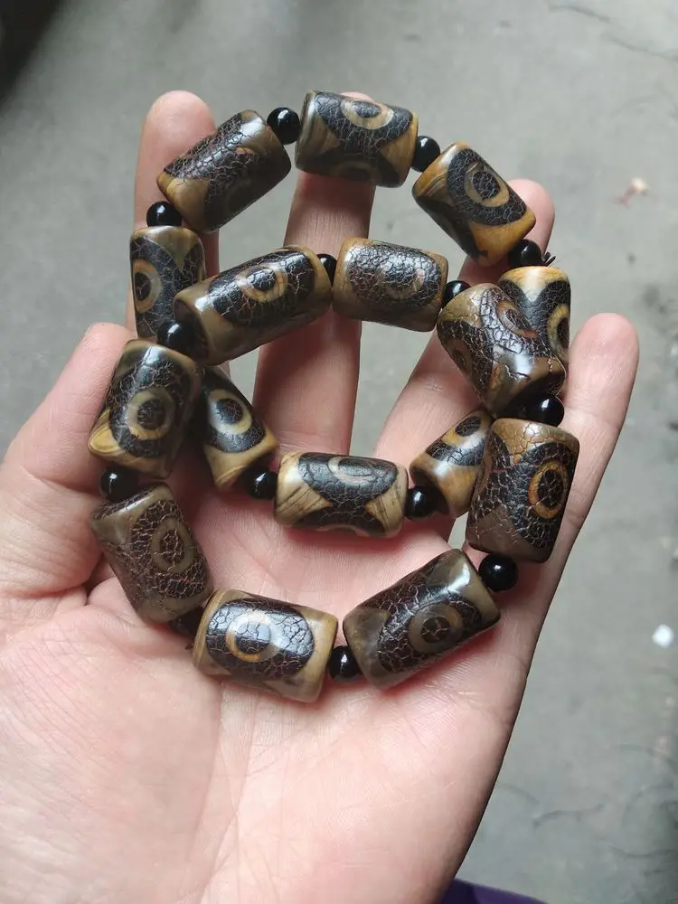 Винтажный Тибетский бусины дзи браслет амулет 3 глаза из бисера погодораживающие