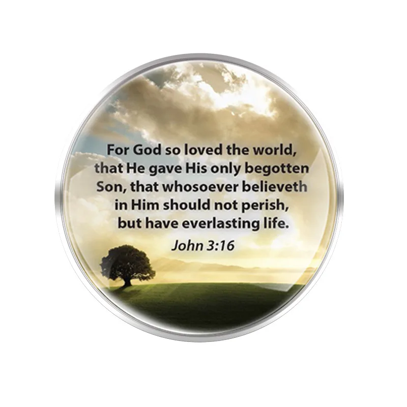 

Bible Verse For God so loved the world Brooches Decoration Collar Pin Glass Convex Dome Jewelry Gift