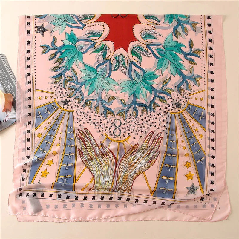 

2020 Luxury brand New style Spring and summer Popular headcloth women Fashion Print silk scarf ladies beach Big Flower shawl