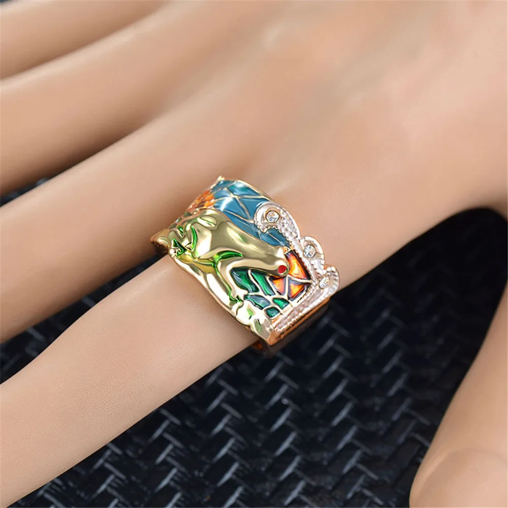 Женское кольцо с зеленой эмалью Yanda вечерние ювелирные украшения золотого цвета