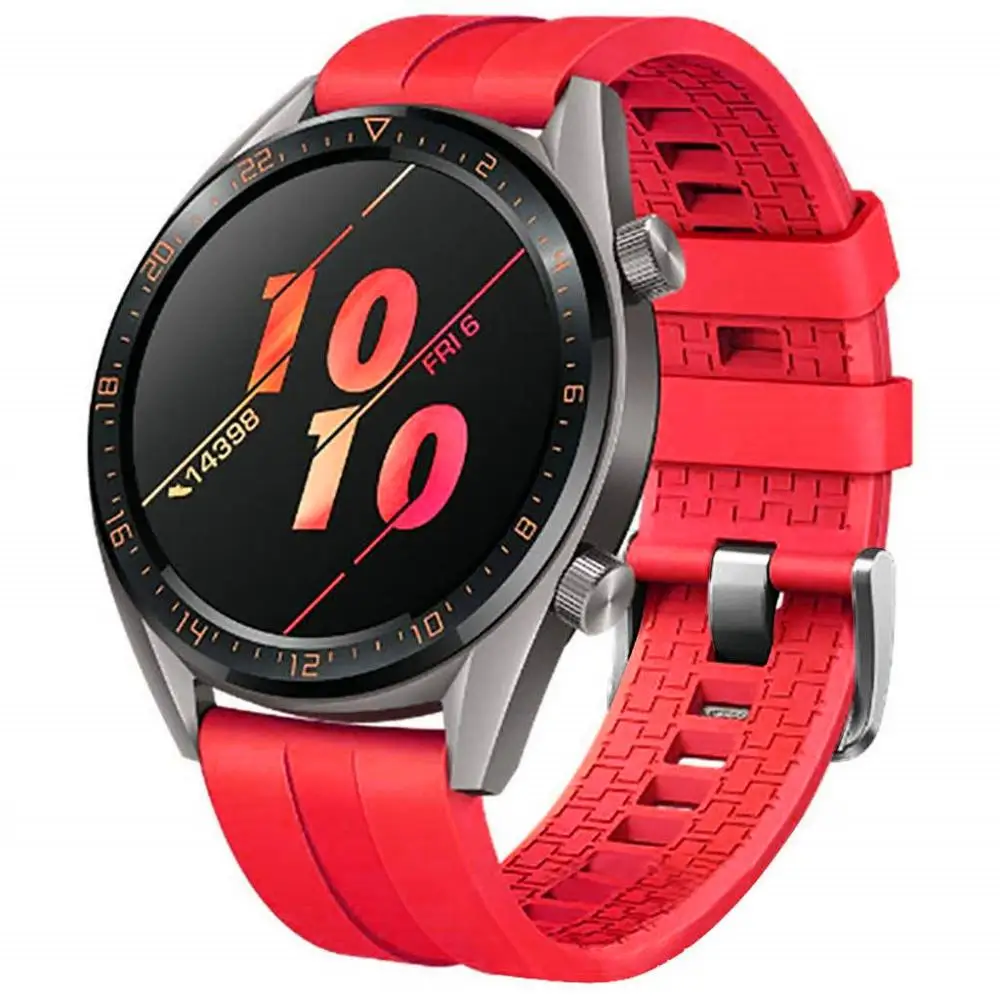 red Huawei Watch GT 2 ремешок для Galaxy watch 46 мм samsung gear S3 Frontier силиконовый 22 мм ремешок для часов amazfit bip браслет gear S 3 46 - Цвет ремешка: red
