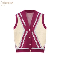 casual plus plus size women sweater vest vest autumn and winter models diamond studded multicolor loose button cardigan knitted