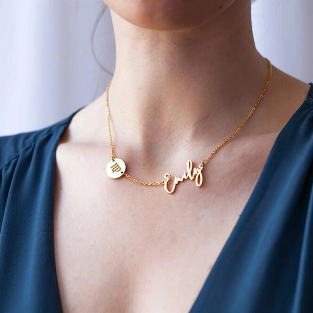 FYW модная круглая бирка и имя на заказ ожерелье Персонализированная подвеска