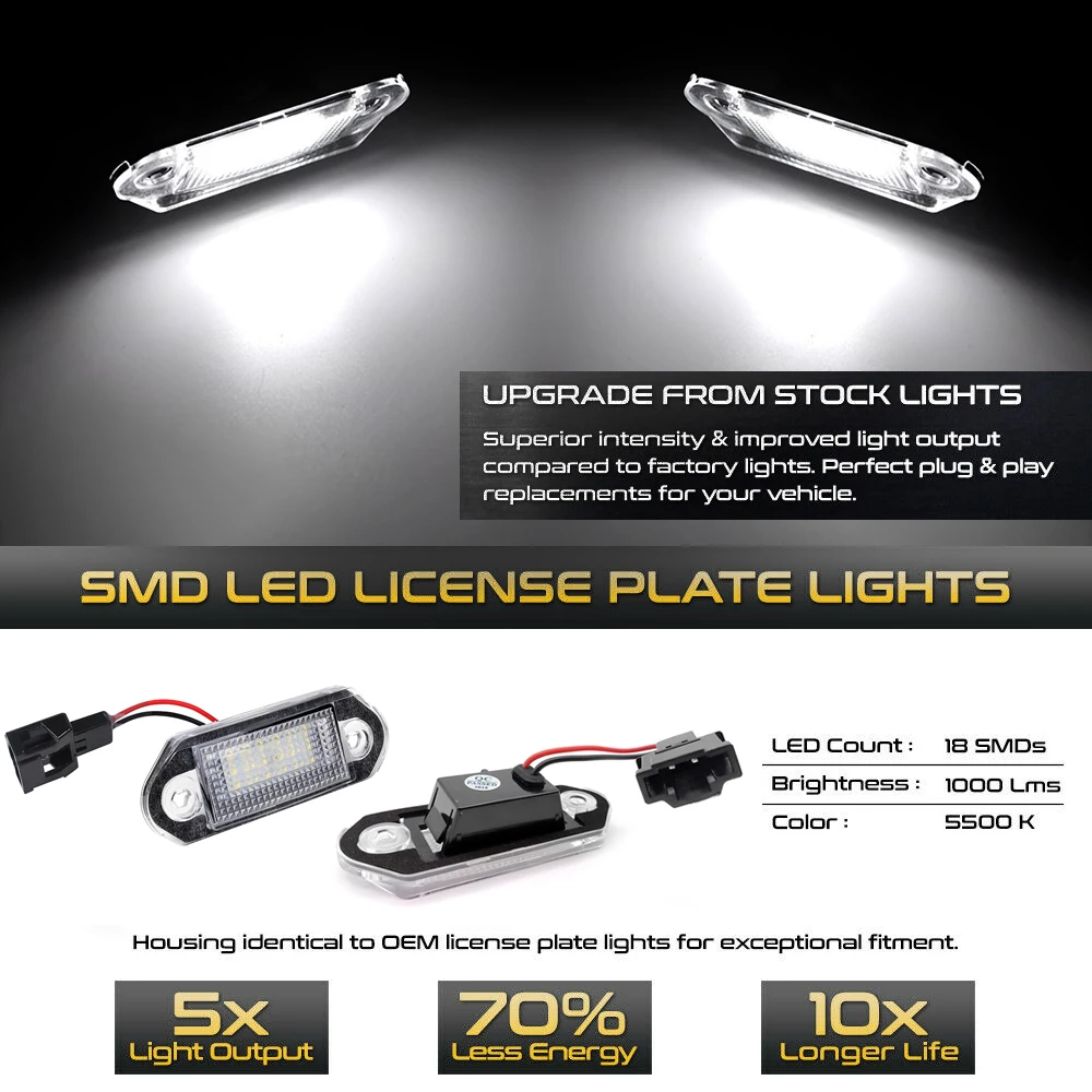 1 Pair LED Car License Number Plate Light For Skoda Octavia I 1U VW Golf3 Wagon Jetta MK3 Vento A3 Gol 2 3 G2 G3 #：1H5943119 | Автомобили