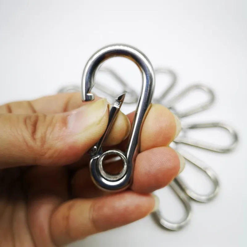 

10PCS M4 Secure Lock 304 Stainless Steel 40mm Hook Carabiner Eyelet