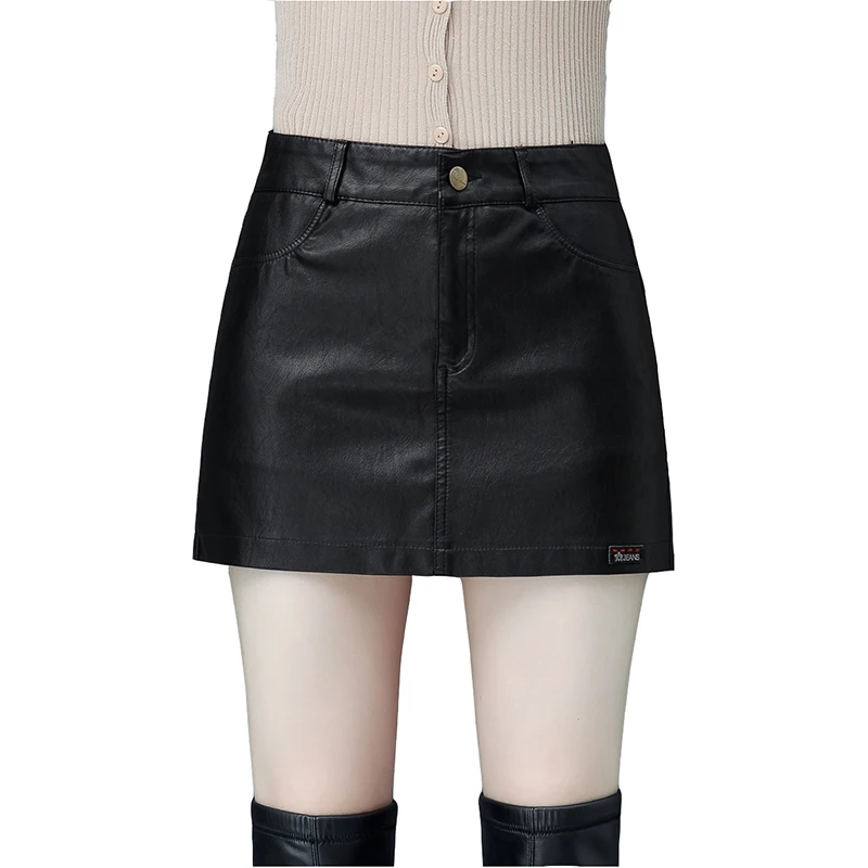 2020 модные кожаные юбки брюки для женщин Весенняя женская юбка в Корейском стиле с