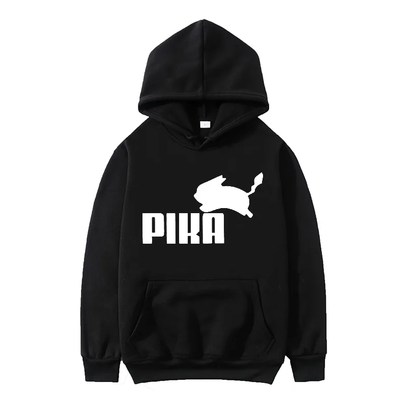 

New Pika Hoodies Japanese Anime Pokemon Harajuku Pullover Black White Sweatshirt Spring Autumn Men/Women Casual Streetwear Hoody