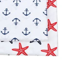 ibows 45150cm 1pc cotton fabric red blue pentagram anchor printed sheets home textile materials handmade apparel diy patchwork