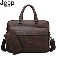 jeep buluo high quality business leather shoulder messenger bags famous brand men briefcase bag travel handbag 13 3 inch laptop