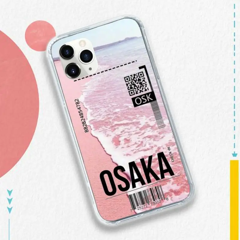 

beach Air Ticket World travel art Phone Case for iPhone 11 12 pro XS MAX 8 7 6 6S Plus X 5S SE 2020 XR