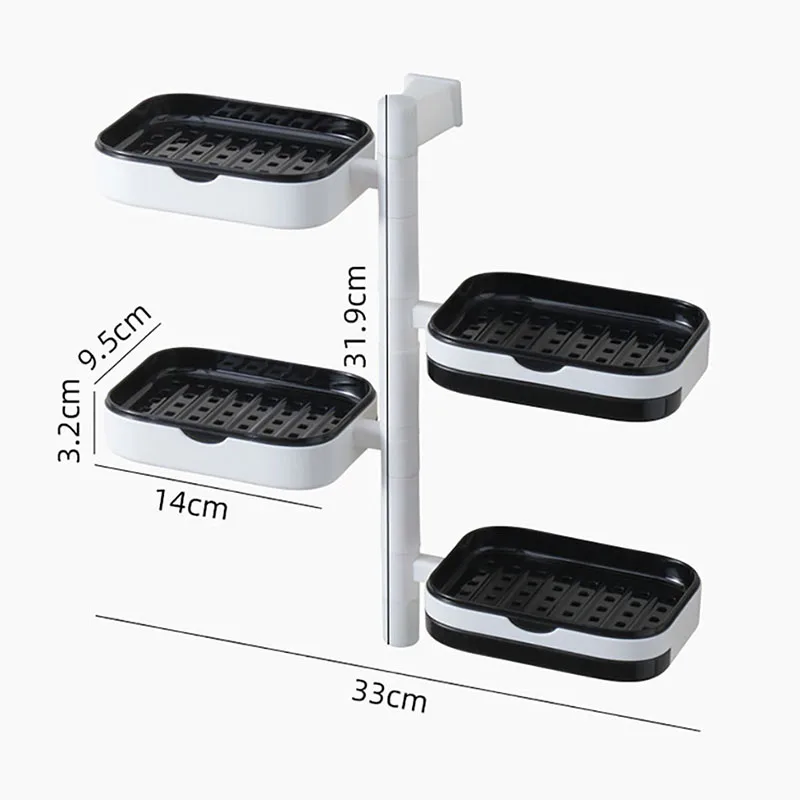 

Bathroom Accessories Rotatable Soap Dish For Bathroom Punch-free Soap Holder Multi-layer Drainable Storage Container Home