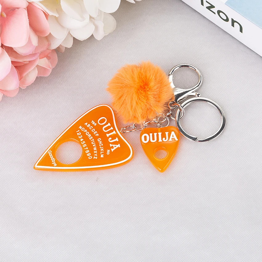 1 шт. женский брелок Ouija Planchette блестящая Смола амулеты сумочка брелок с пухом мяч Ouija доска брелок
