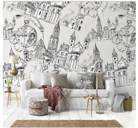 custom 8d wall cloth nordic fashion four square continuous architectural pattern wallpaper