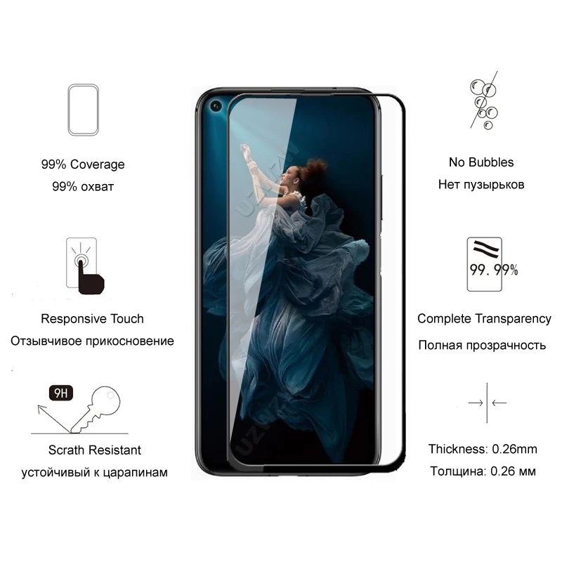 Для Honor 20 Pro 20s полное покрытие защита экрана закаленное стекло для