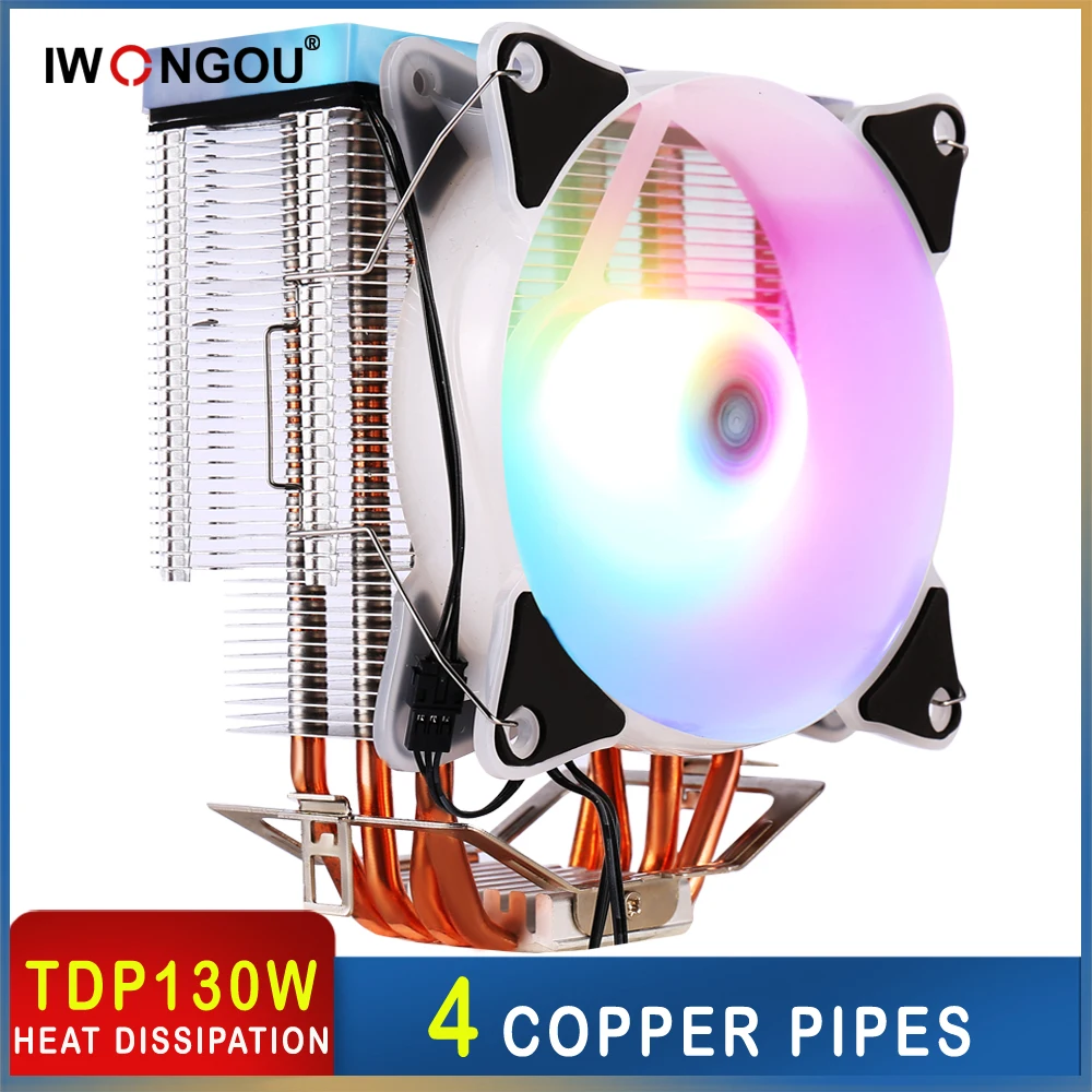 

cooler fan 120mm4 CPU Heatsink Copper For Intel Lga 2011-V3/2011/1366/1151/1150 AMD AM4/AM3+/AM2+ RGB Fan Cooler IWONGOU