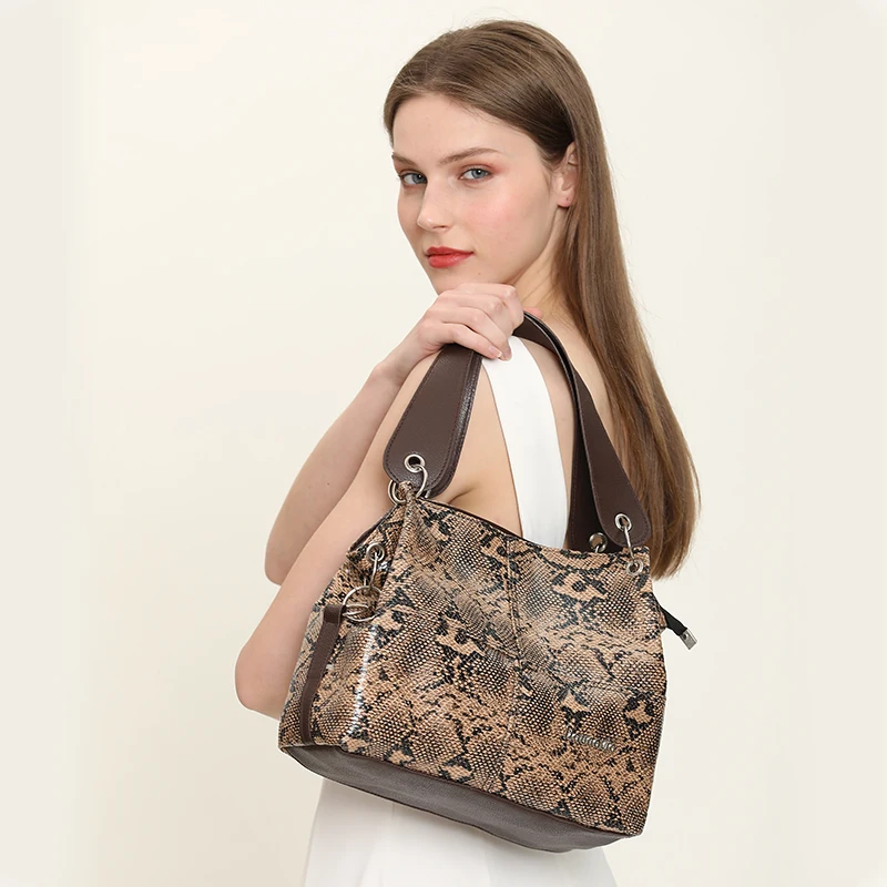 

CROWDALE handbags for women shoulder messenger bag high quality snake designer vintage female tote bag with strap zipper handbag