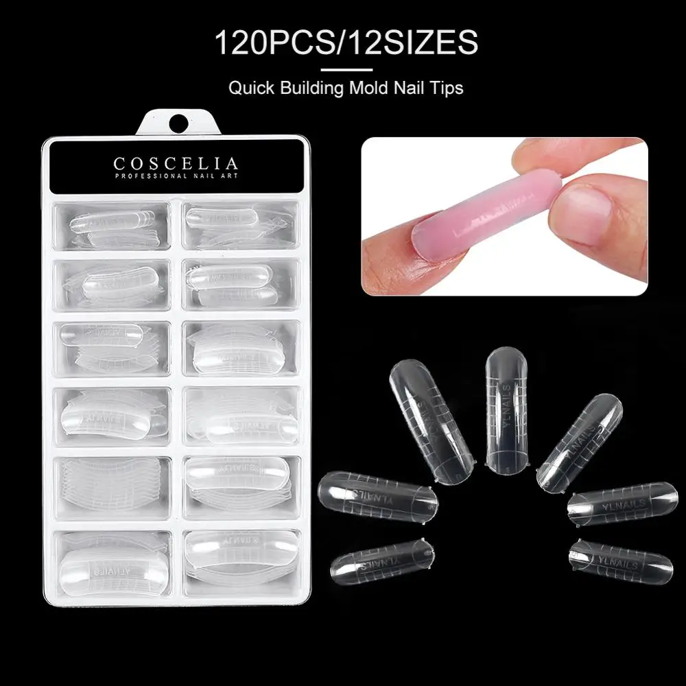 120pc Building Tips 100 шт накладные ногти, художественный клей для ногтей, искусственный дизайн для наращивания ногтей, лаковые наклейки, все для маникюра, волокна - Цвет: 120pc Building Tips