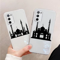 muslim mosque moon pattern phone case for xiaomi mi 11 ultra lite 10 redmi note 9 8 7 9a k30s k40 pro transparent coque