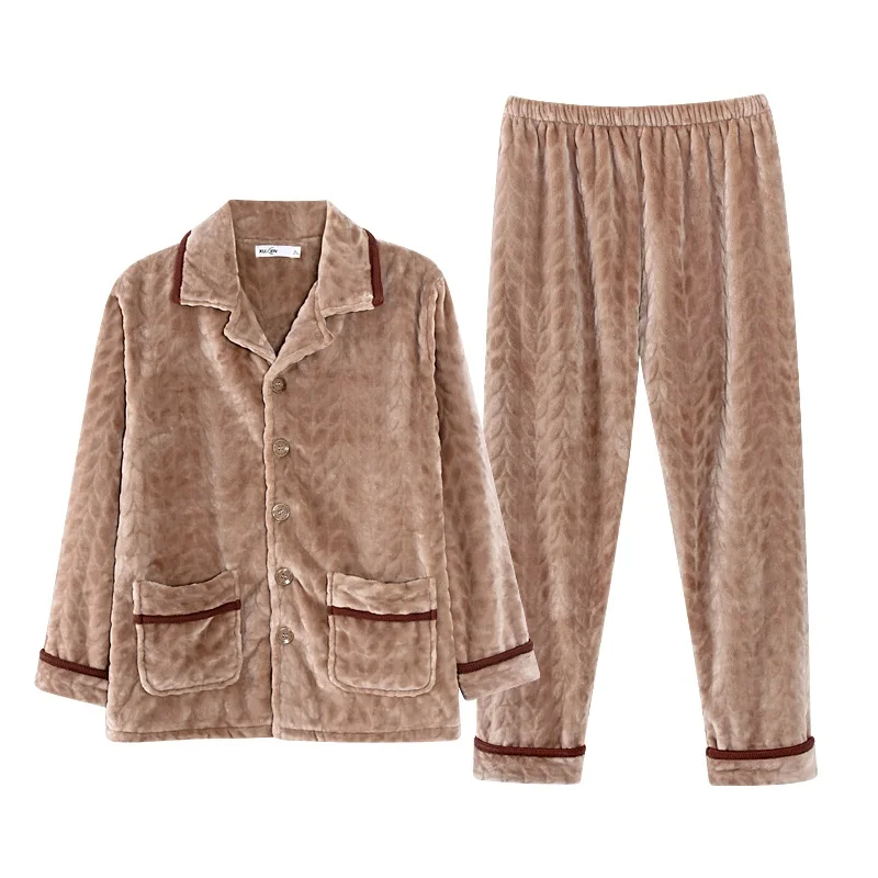 Мужские пижамы фланелевые осень зима мужской Пижама Homme одежда для сна с длинными