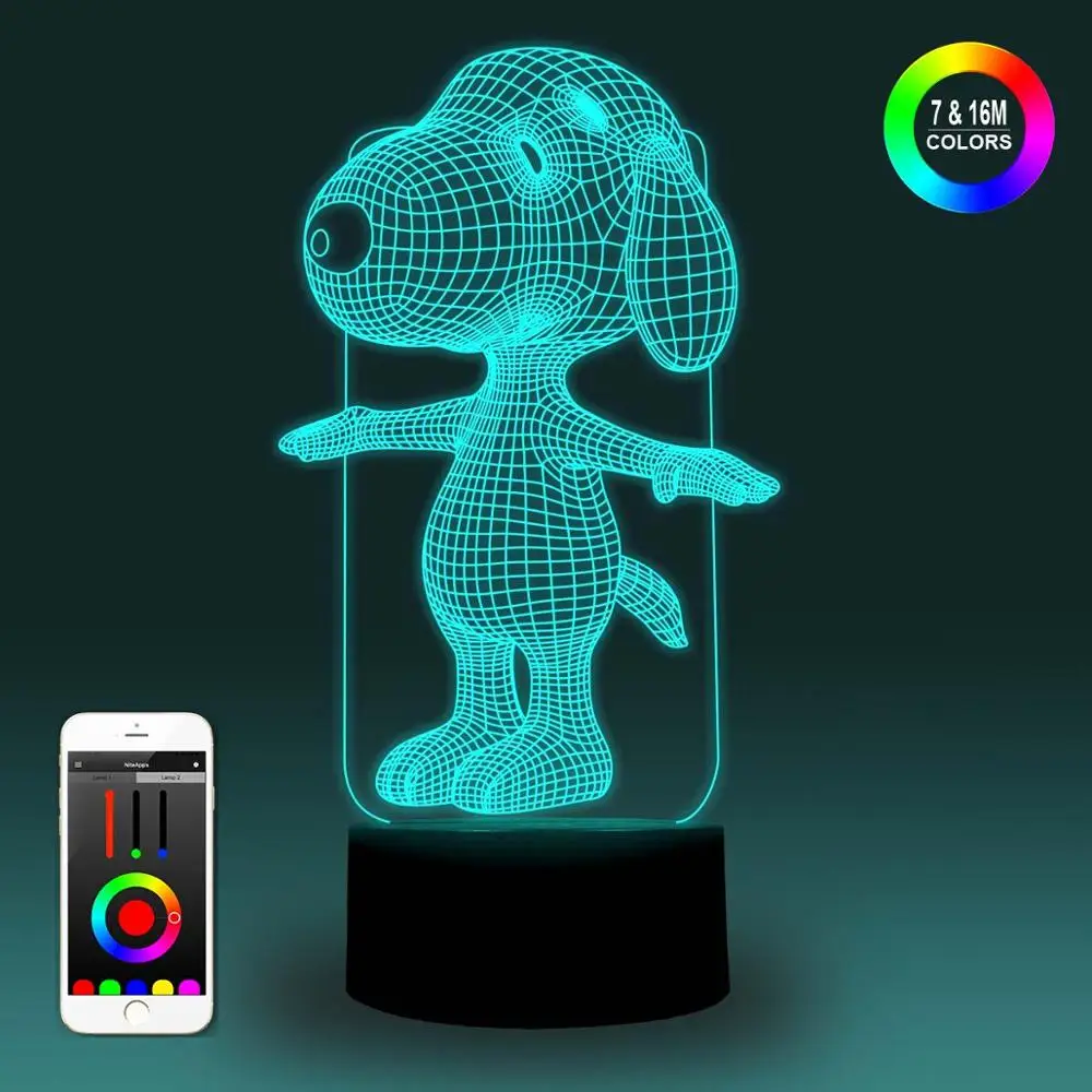 NiteApps 3D стоячий ночной Светильник Snoopy настольная иллюзия Лампа подарок на день
