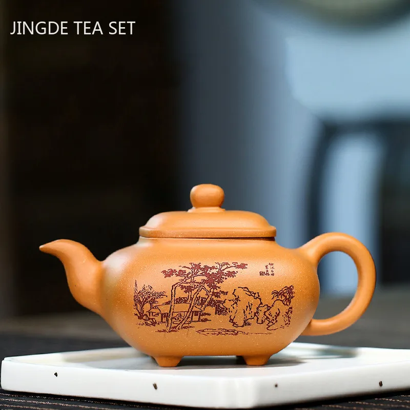 

Аутентичные чайные горшки из исинской глины, чайный горшок из фиолетовой глины, квадратный чайник из сырой руды, красивый чайник ручной раб...