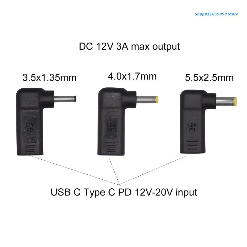 

C5AB Useful USB C/Type-C PD to 12V 3.5x1.35mm/4.0x1.7mm/5.5x2.5mm Power Converter Connector for Most 12V Devices