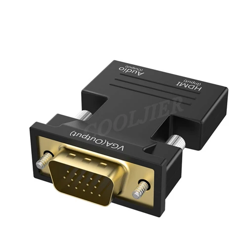 Черный 1080P HDMI в VGA адаптер мама-папа цифро-аналоговые аудио и видео конвертер кабель для ПК ноутбук ТВ коробка проектор - Цвет: Черный