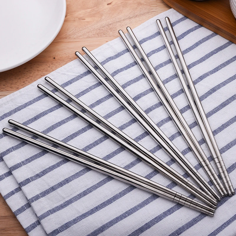 

1/ 3/ 5 Pairs Stainless Steel Chopsticks Set Chinese Metal Non-slip Steel Chopstick Kit Reusable Food Sushi Sticks Kitchen Tools