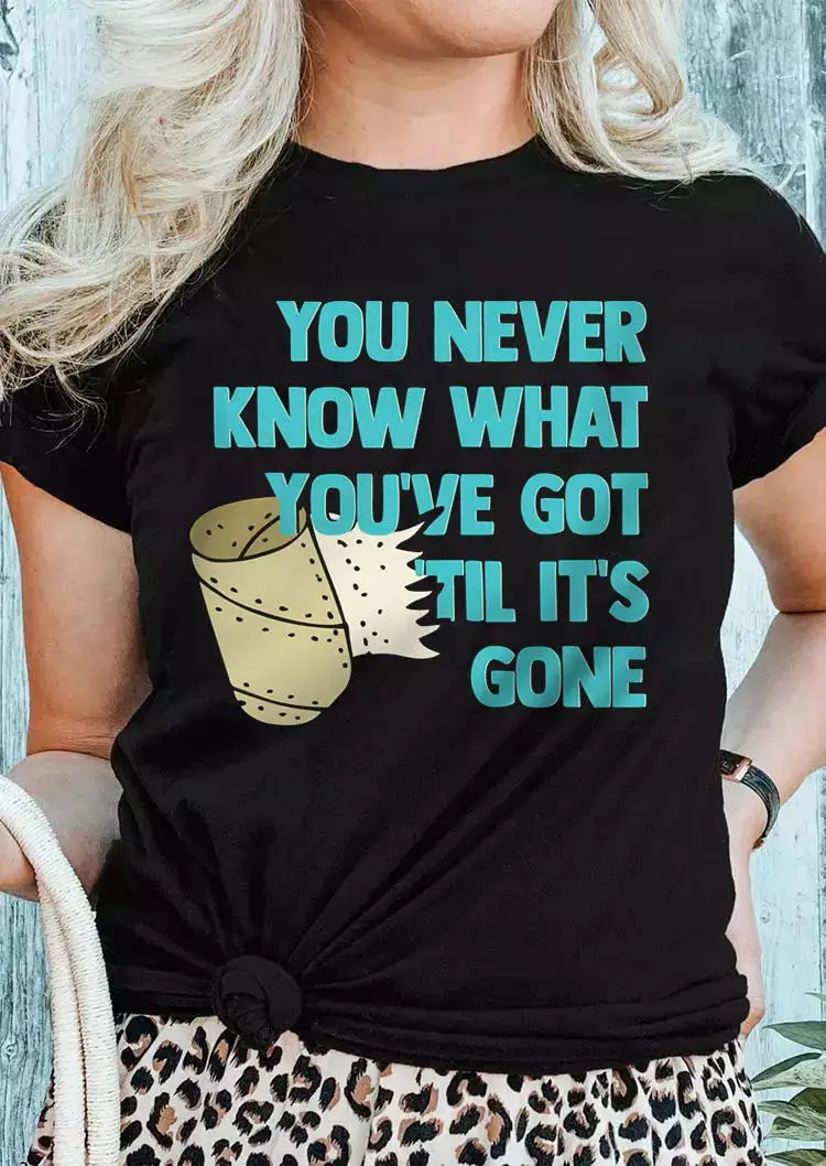 Цветная футболка с надписью о нехватке туалетной бумаги женская из 100% хлопка