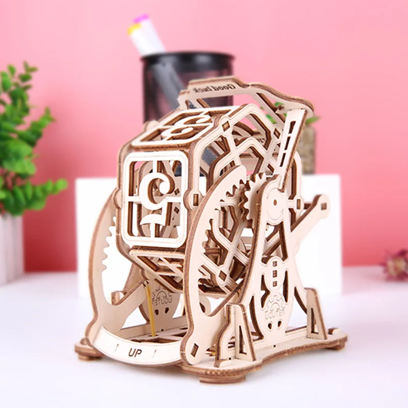 Деревянные персональные кости 3D головоломка DIY механический привод модель набор