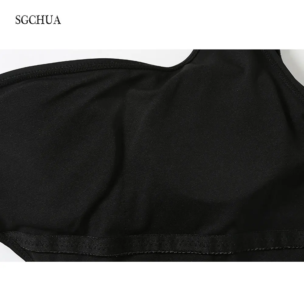 Женский купальник SGCHUA черный сетчатый бандажный на одно плечо с