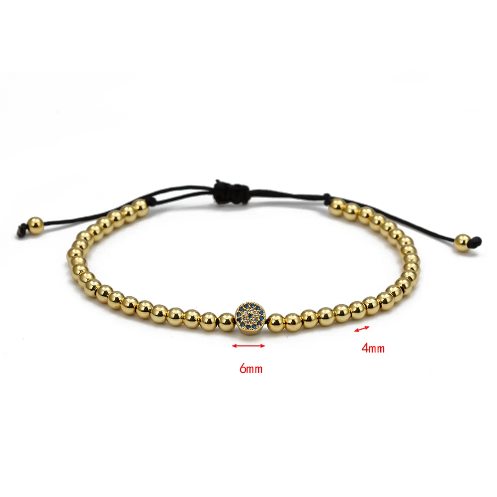 Lucky Eye Micro Pave сглаза плетеный браслет-талисман Веревка Цепь розовое золото серебро цветный бусины браслет подарки для женщин мужчин EY6728