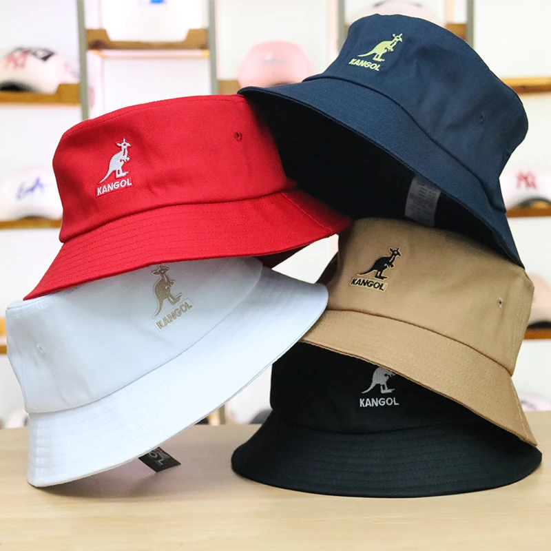 

Hot Quality Men Women Brand Kangols Bucket Casual Hat Cotton Embroidery Street Fashion Basin Flat Top Outer Cap Korean Colors