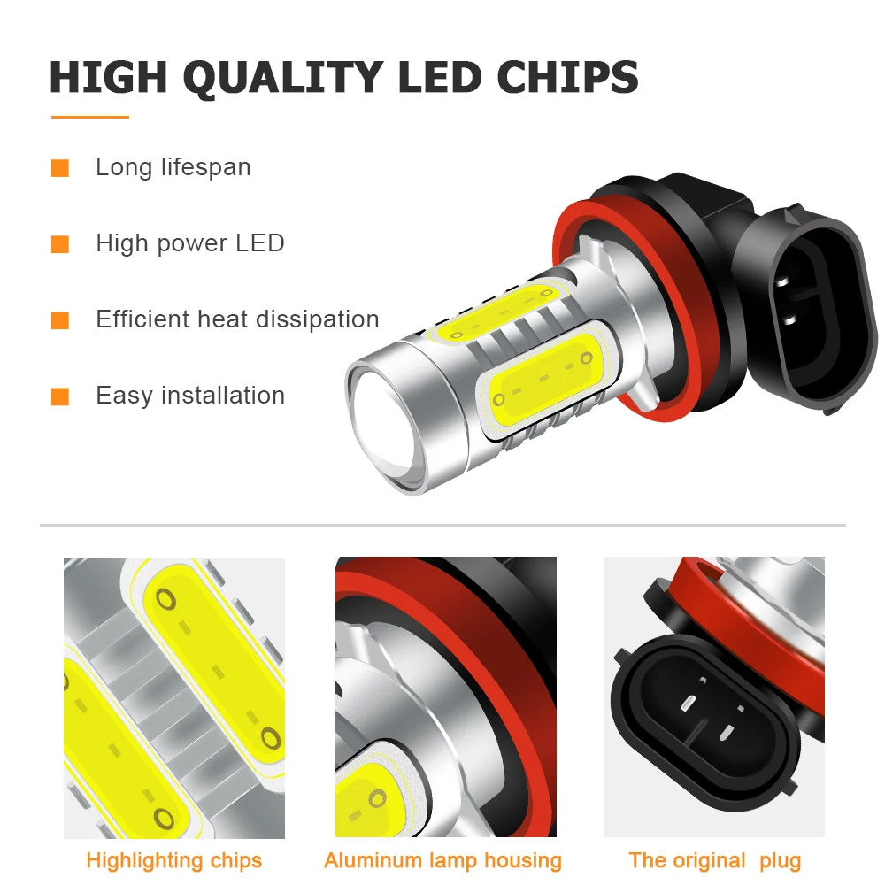 Светодиодные лампы для противотумансветильник р 2 шт. H8 H11 H1 H3 H7 H4 HB3 9005 HB4 9006 H16 jp PSX24W