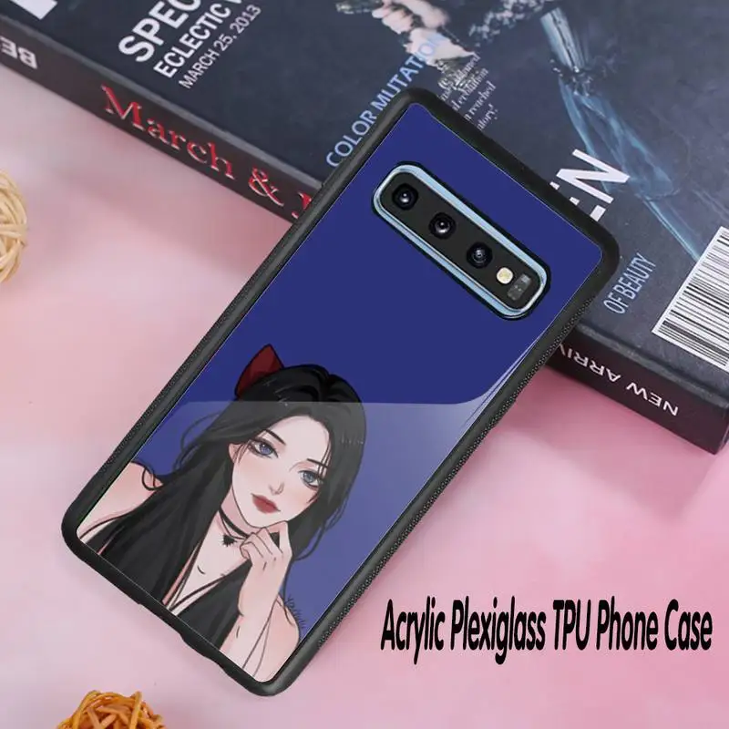 

Cute cartoon girl Phone Case Acrylic Plexiglass TPU phone case For Samsung Galaxy S8 S9 S10 s10e S20 PLUS ULTRA S6edge