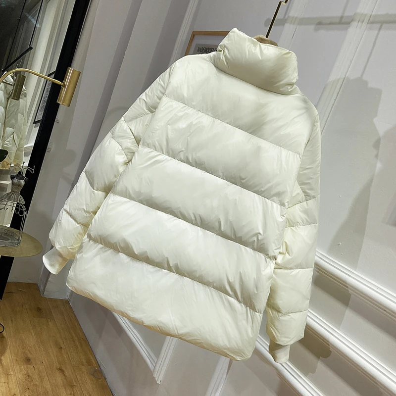 Женская куртка на белом утином пуху Fitaylor свободная парка со стоячим воротником