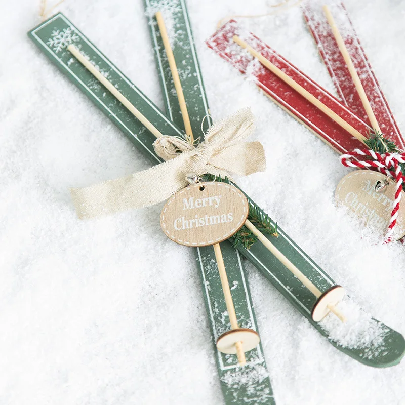 

Деревянные Рождественские сани украшения для Diy фестиваля дома магазина двери окна фона стену подвесное украшение