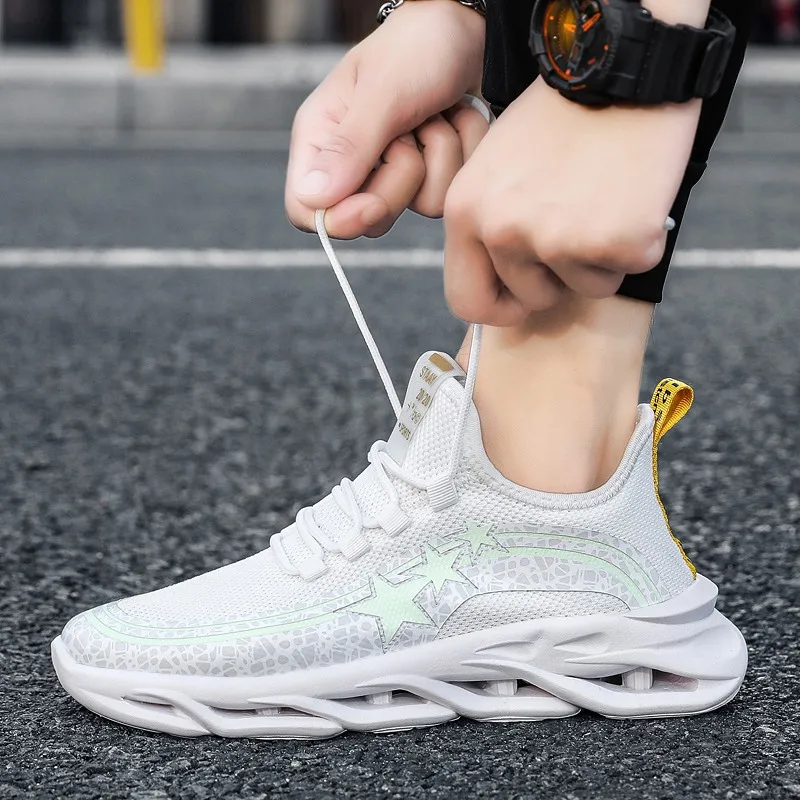 2020 Stylish Casual Male Shoes Adults Tennis Glowing Luminous Graffiti Blade Sneakers For Men Sports Lighted Mesh Footwear Man | Обувь