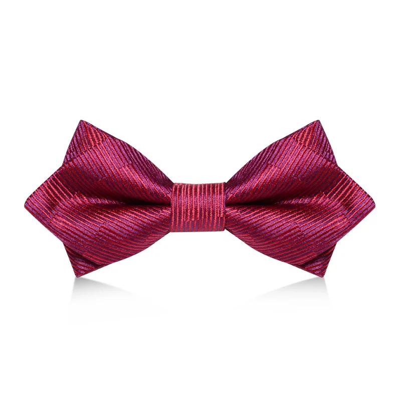 

2020 Brand New Fashion Men's Bow Ties Double Fabric Striped Pink Purple Bowtie Banquet Wedding Host Butterfly Tie with Gift Box