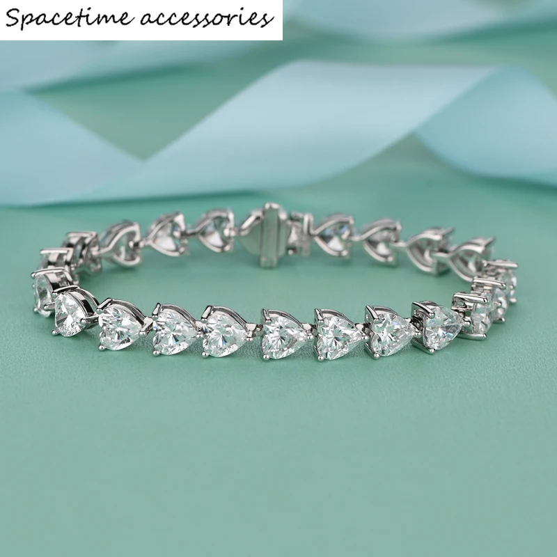 

EarringSterling Silver Sparkling 6*6mm Heart High Carbon Diamond Bracelet For Women Wedding Party Fine Jewelry WholesaleRings