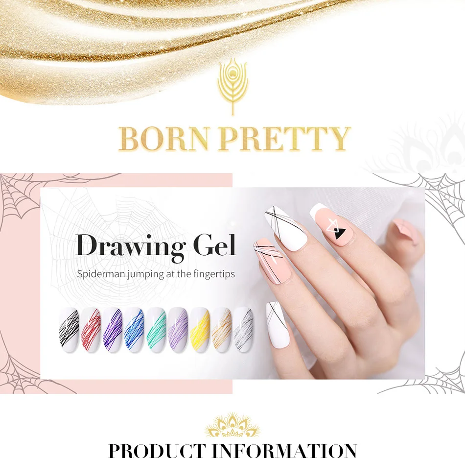 BORN PRETTY, 5 мл, гель для рисования ногтей, лак, краска для ногтей, лак для ногтей, толстая упругая краска, УФ-гель, впитывающий паучий гель
