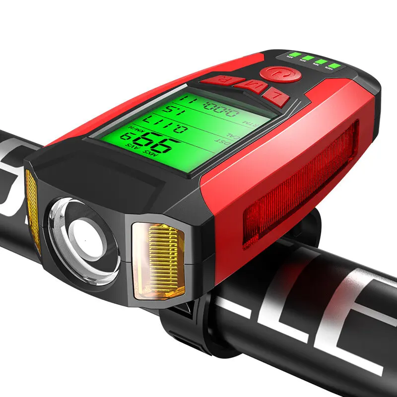 

3-in-1 350LM COB Bike Light USB Horn Lamp Speed Meter LCD Screen 5-Modes Waterproof Bicycle Headlight With Horn